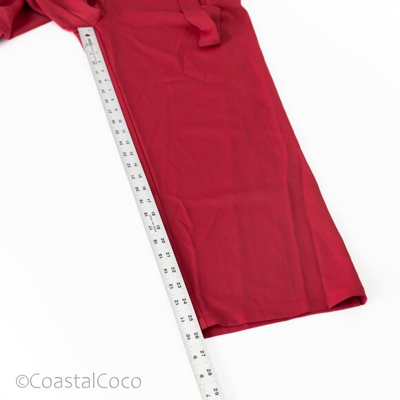 Halara Wrap Pants M Red High Waist Tie Side Wide Leg Office Work Career Holiday - Picture 9 of 9